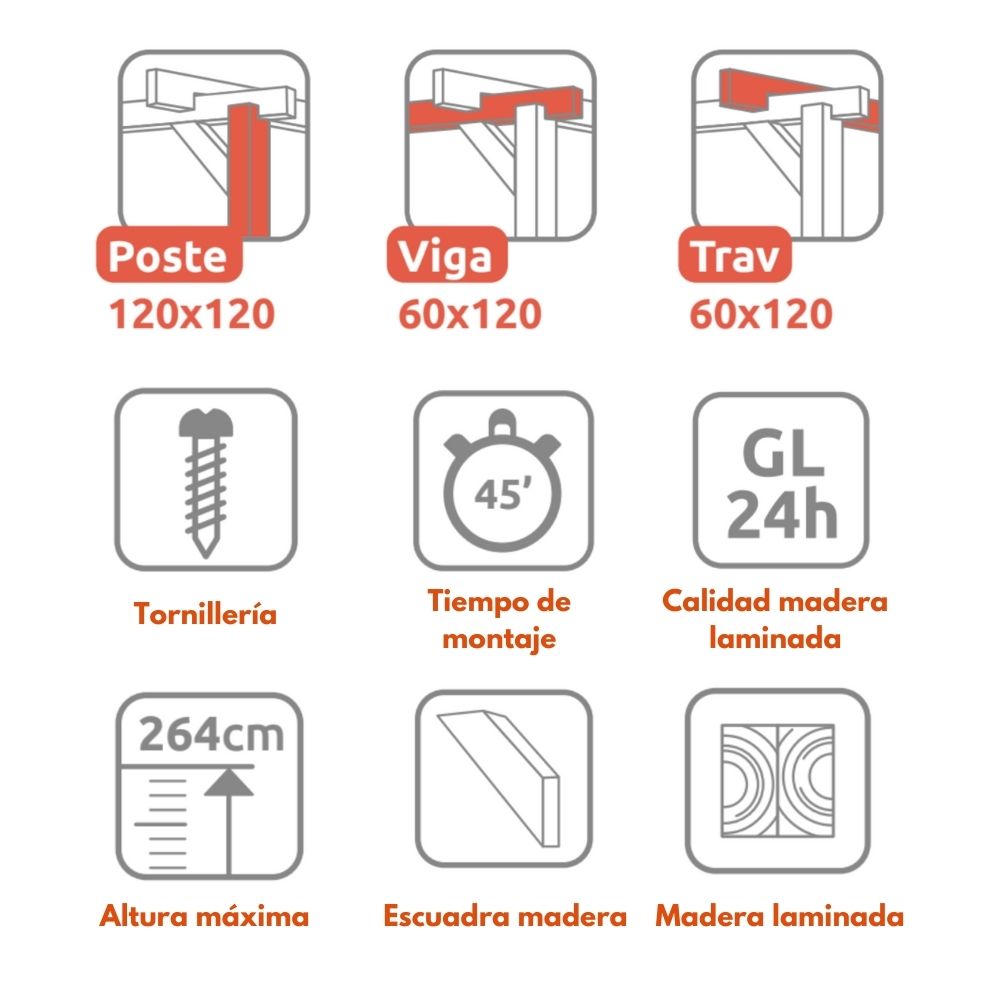 Pérgola de Madera Laminada Adosada  - ANDORRA